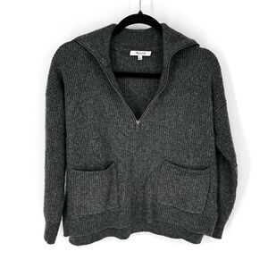 Madewell merino wool blend charcoal cottagecore Normcore V-Neck Sweater